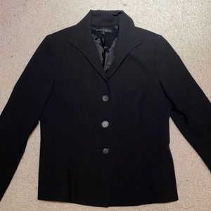 Lafayette 148 New York Virgin Wool Three Button Black Suit Jacket